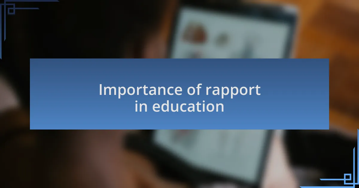 Importance of rapport in education