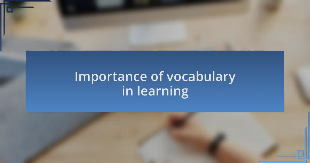 Importance of vocabulary in learning