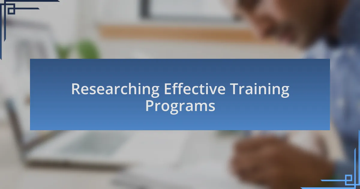 Researching Effective Training Programs