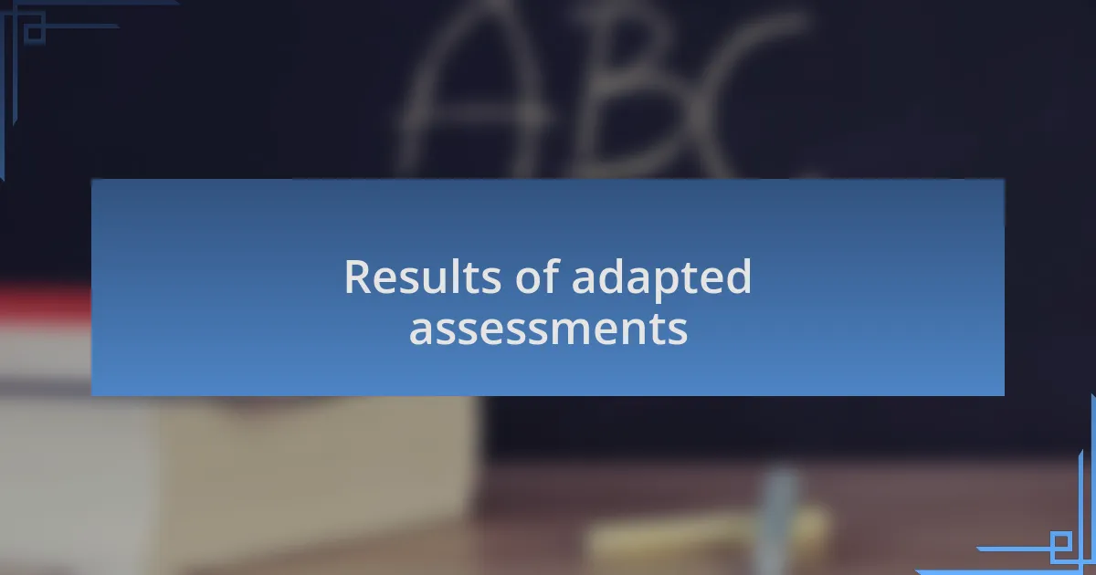 Results of adapted assessments